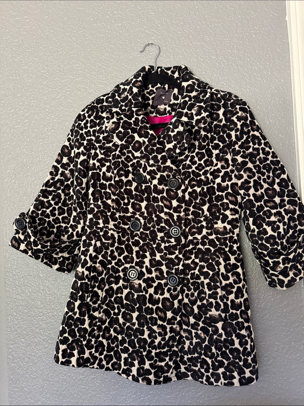 Forever 21 leopard-print double-breasted jacket size M